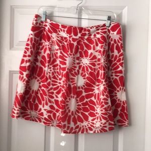 Lands End red and white pleated skirt